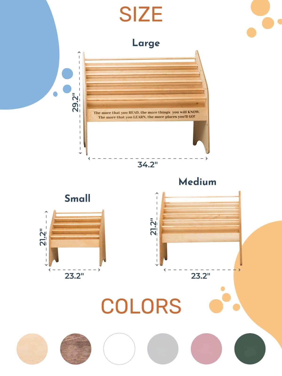 Holz Montessori Bücherregal Rosa